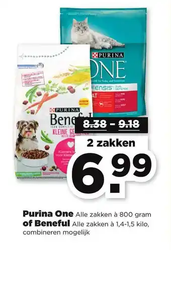 PLUS Purina One of Beneful 800 gram aanbieding