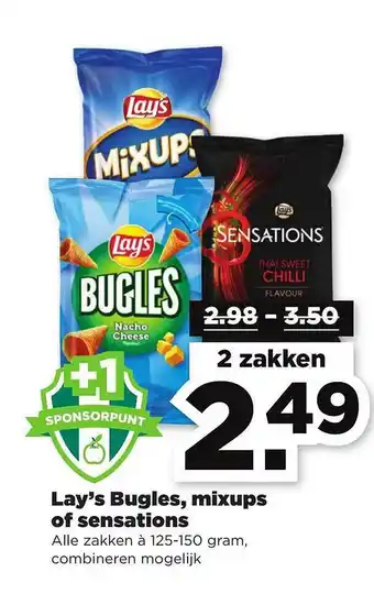 PLUS Lay's Bugles, mixups of sensation 125-150 gram aanbieding