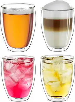 Amazon Creano dubbelwandig xxl glazen 400ml, extra groot hittebestendig koffieglazen/thee glazen/latte macchiato van borosilicaatgla aanbieding