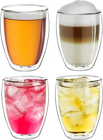 Amazon Creano dubbelwandig xxl glazen 400ml, extra groot hittebestendig koffieglazen/thee glazen/latte macchiato van borosilicaatgla aanbieding