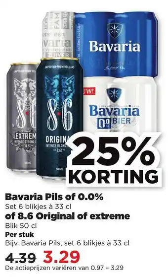 PLUS Bavaria Pils of 0.0% of 8.6 Original of extreme aanbieding