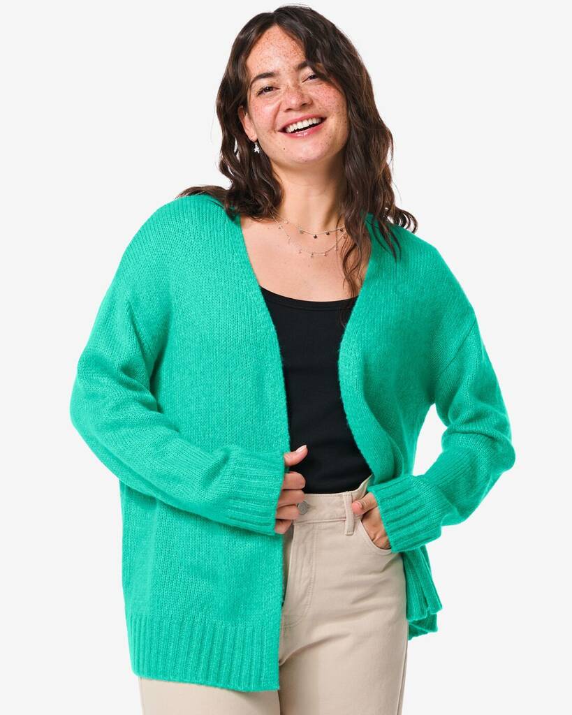 Hema dames vest gebreid gabby groen (groen) aanbieding bij HEMA