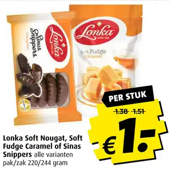 Boni Lonka Soft Nougat, Soft Fudge Caramel of Sinas Snipppers aanbieding