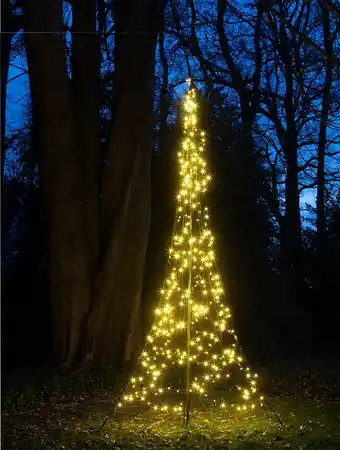 Intratuin Fairybell vlaggenmast kerstboom met 400 led lampjes warm wit h 4 m aanbieding