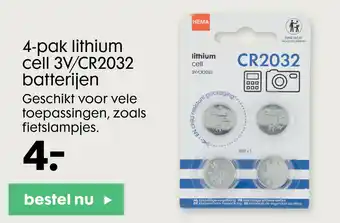 HEMA Lithium cell 3v/cr2032 batterijen aanbieding