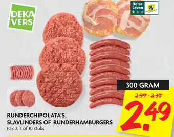 Dekamarkt RUNDERCHIPOLATA'S, SLAVLINDERS OF RUNDERHAMBURGERS aanbieding