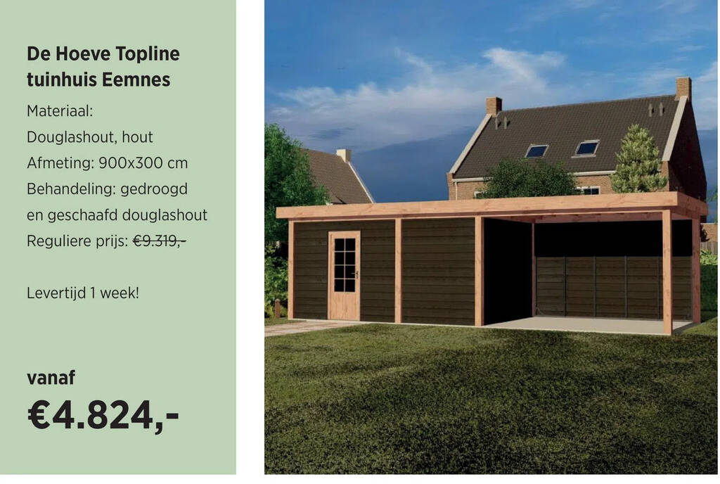 De hoeve topline tuinhuis eemnes aanbieding bij De Hoeve Buitenleven