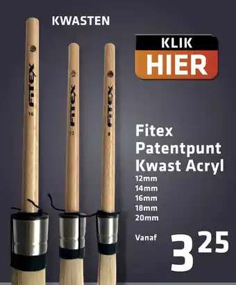 De voordeelmarkt Fitex Patentpunt Kwast Acryl aanbieding