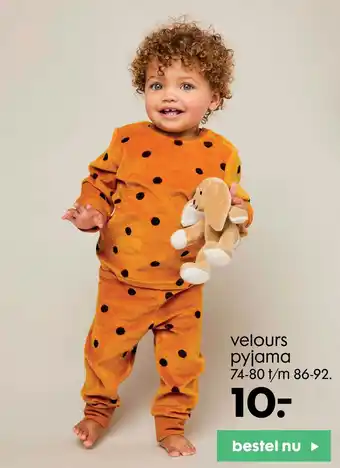 HEMA velours pyjama 74-80 t/m 86-92. aanbieding