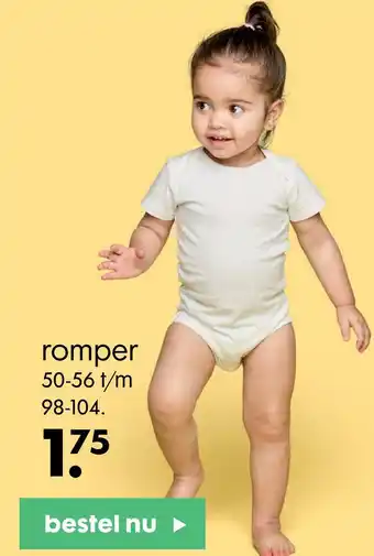 HEMA romper 50-56 f/m 98-104. aanbieding