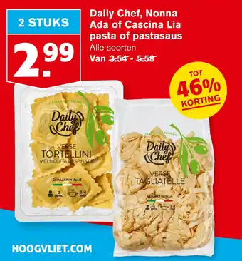 Hoogvliet Daily Chef, Nonna Ada of Cascina Lia pasta of pastasaus aanbieding