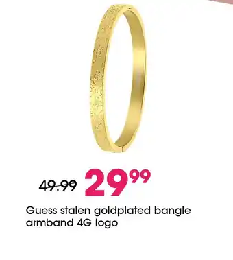 Lucardi Guess stalen goldplated bangle armband 4G logo aanbieding