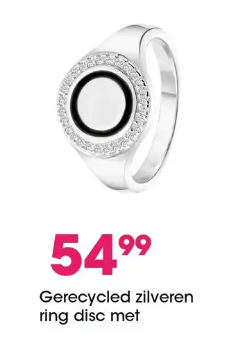 Lucardi Gerecycled zilveren ring disc met zirkonia aanbieding