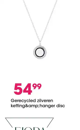 Lucardi Gerecycled zilveren ketting&hanger disc zirkonia aanbieding