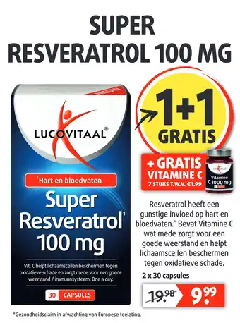 Lucovitaal SUPER RESVERATROL 100 MG aanbieding