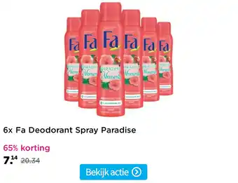 Plein.nl 6x Fa Deodorant Spray Paradise aanbieding