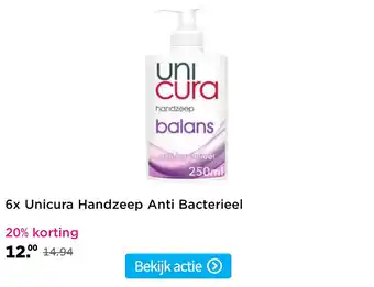 Plein.nl 6x Unicura Handzeep Anti Bacterieel aanbieding