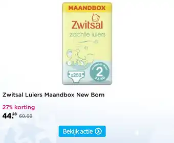 Plein.nl Zwitsal Luiers Maandbox New Born aanbieding