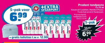 Trekpleister Prodent tandpasta 5x 75 ml aanbieding