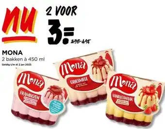 Jumbo Mona 2 bakken à 450 ml geldig t/m di 2 jan 2023 aanbieding