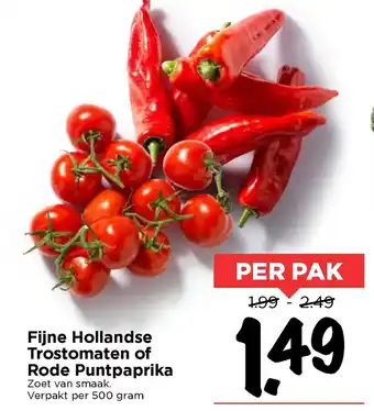 Vomar Voordeelmarkt Fijne Hollandse Trostomaten of Rode Puntpaprika aanbieding