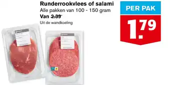 Hoogvliet Runderrookvlees of salami aanbieding