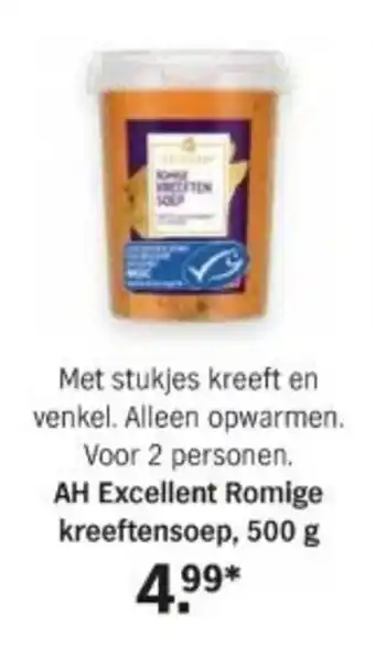 Albert Heijn AH Excellent Romige kreeftensoep, 500 Voor 2 personen. AH Excellent Romige kreeftensoep, 500 g aanbieding