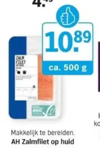 Albert Heijn AH Zalmfilet op huid ca. 500g aanbieding