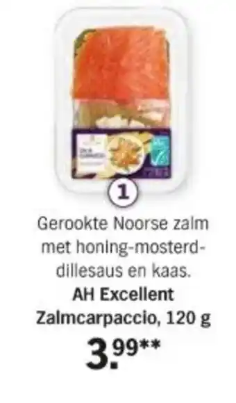 Albert Heijn AH Excellent Zalmcarpaccio, 120 g aanbieding