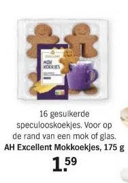Albert Heijn 16 gesuikerde speculooskoekjes. voor op de rand van een mok of glas. ah excellent mokkoekjes, 175 g aanbieding