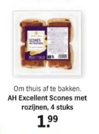 Albert Heijn AH Excellent Scones met rozijnen, 4 stuks aanbieding