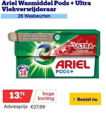 Bol.com Ariel wasmiddel pods + ultra vlekverwijderaar aanbieding