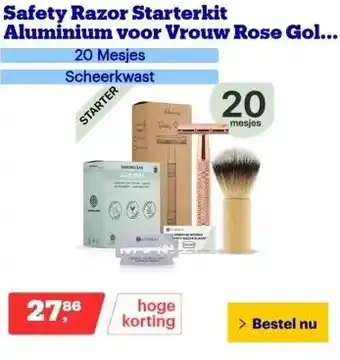 Bol.com Safety razor starterkit aluminium voor vrouw rose gold goud aanbieding