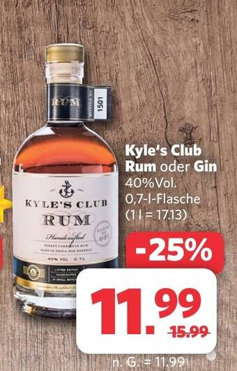 Combi Markt Kyle's Club Rum oder Gin aanbieding