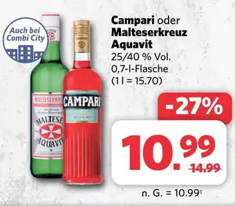 Combi Markt Campari oder Malteserkreuz Aquavit aanbieding