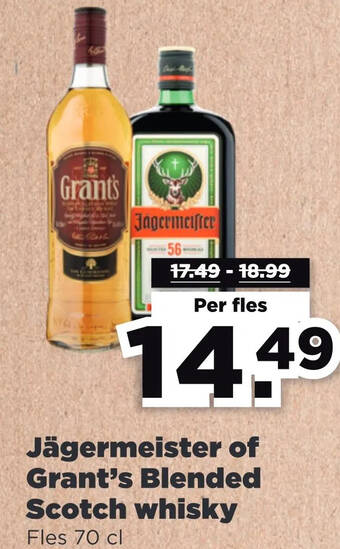 PLUS Jägermeister of grant's blended scotch whisky aanbieding
