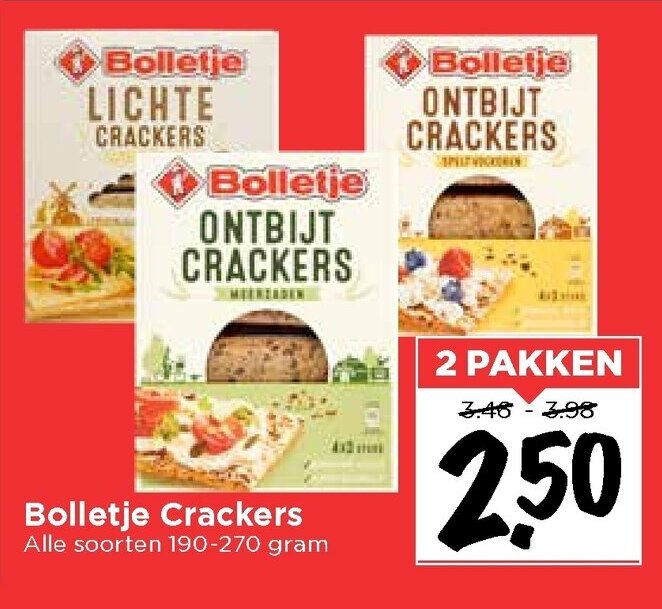 Vomar Voordeelmarkt Bolletje Crackers 2*190-270 gr aanbieding