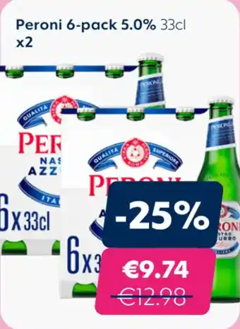 Flink Peroni 6-pack 5.0% 33cl aanbieding