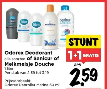 Vomar Voordeelmarkt Odorex deodorant of sanicur of melkmeisje douche aanbieding