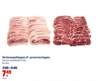 Makro Varkensspeklappen of -procureurlappen aanbieding