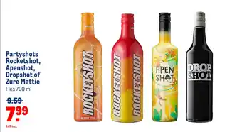 Makro Partyshots Rocketshot, Apenshot, Dropshot of Zure Mattie Fles 700 ml aanbieding