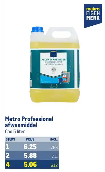 Makro Metro Professional afwasmiddel aanbieding