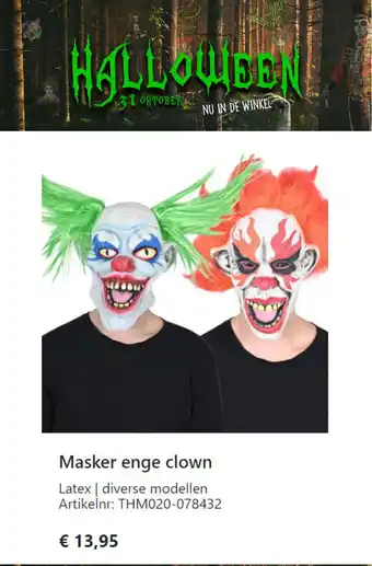 Van Cranenbroek Masker Enge Clown THM020-078432 aanbieding