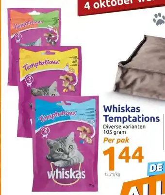 Action Whiskas Temptations 105g aanbieding