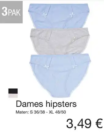 Kik Dames hipsters 36/38-48/50 3pak aanbieding