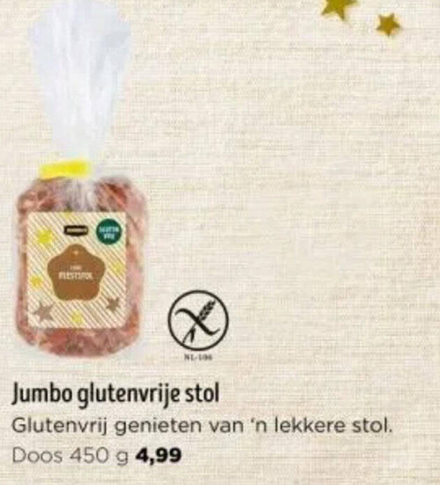 Jumbo glutenvrije stol Doos 450 g aanbieding bij Jumbo