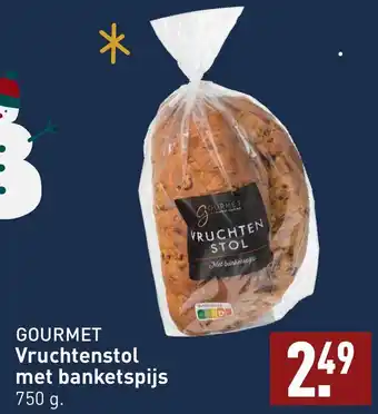 ALDI GOURMET Vruchtenstol met banketspijs 750 g. aanbieding