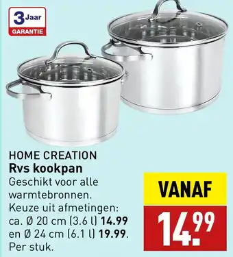 ALDI HOME CREATION Rvs kookpan aanbieding