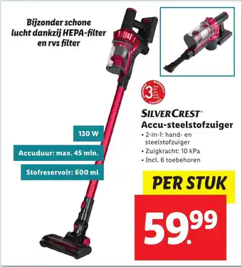 Lidl SILVERCREST Accu-steelstofzuiger aanbieding