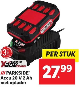 Lidl PARKSIDE Accu 20 V 2 Ah met oplader aanbieding